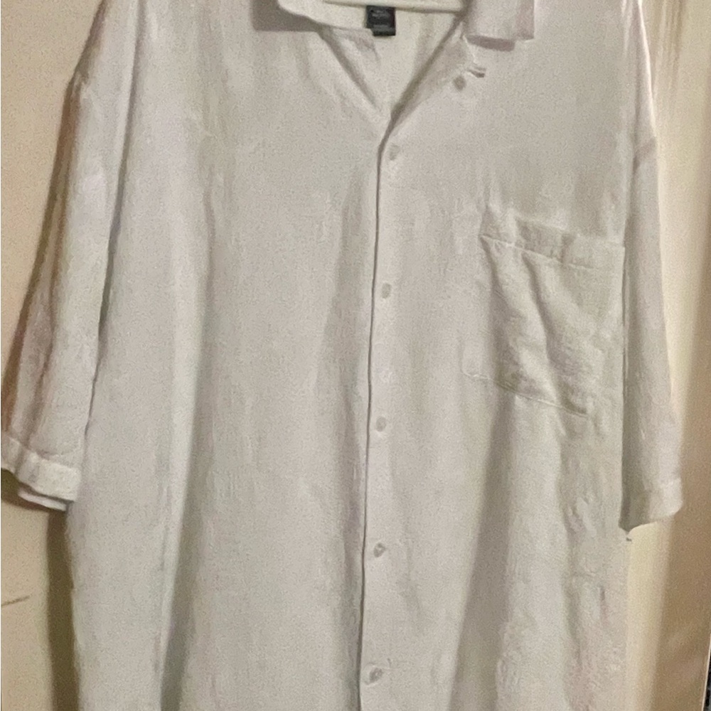 Shaquille O’Neil Classic White Button Down Short Sleeve Shirt 4XLT